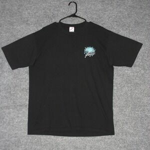 VTG Jerzees Atlas T Shirt Mens XL Black Graphic Print Made in USA Graphic Tee